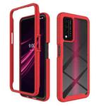 For T-Mobile REVVL V+ 5G Starry Sky Solid Color Shockproof TPU Clear PC Phone Case(Red)