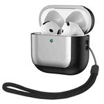 For AirPods 4 ANC Electroplating Leather Texture Wireless Earbuds Box Protective Case(Grey)