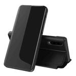 For Huawei P30 Side Display Shockproof Horizontal Flip Leather Case with Holder & Call Answering Function & Sleep / Wake-up(Black)