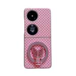 For Huawei Pocket 2 Sparkling Diamond Rhombus PC Phone Case with Holder(Pink)