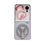 For Honor Magic V Flip Sparkling Diamond Rhombus PC Phone Case with Holder(Silver)