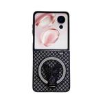 For Honor Magic V Flip Sparkling Diamond Rhombus PC Phone Case with Holder(Black)