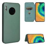 For Huawei Mate 30 Carbon Fiber Texture Horizontal Flip TPU + PC + PU Leather Case with Card Slot(Green)