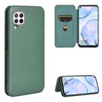 For Huawei nova 6 SE / nova 7i Carbon Fiber Texture Horizontal Flip TPU + PC + PU Leather Case with Card Slot(Green)