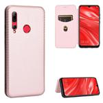 For Huawei Honor 10i / 20i Carbon Fiber Texture Horizontal Flip TPU + PC + PU Leather Case with Card Slot(Pink)