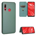 For Huawei Honor 10i / 20i Carbon Fiber Texture Horizontal Flip TPU + PC + PU Leather Case with Card Slot(Green)