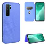For Huawei nova 7 SE / P40 Lite 5G Carbon Fiber Texture Horizontal Flip TPU + PC + PU Leather Case with Card Slot(Blue)