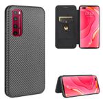 For Huawei nova 7 Pro 5G Carbon Fiber Texture Horizontal Flip TPU + PC + PU Leather Case with Card Slot(Black)