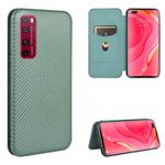 For Huawei nova 7 Pro 5G Carbon Fiber Texture Horizontal Flip TPU + PC + PU Leather Case with Card Slot(Green)