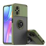 For Xiaomi Poco M4 5G Q Shadow 1 Series TPU + PC Phone Case with Ring(Army Green)