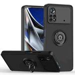For Xiaomi Poco X4 Pro 5G Q Shadow 1 Series TPU + PC Phone Case with Ring(Black+Black)