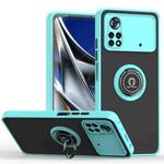 For Xiaomi Poco X4 Pro 5G Q Shadow 1 Series TPU + PC Phone Case with Ring(Sky Blue)