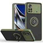 For Xiaomi Poco X4 Pro 5G Q Shadow 1 Series TPU + PC Phone Case with Ring(Army Green)