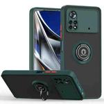 For Xiaomi Poco X4 Pro 5G Q Shadow 1 Series TPU + PC Phone Case with Ring(Dark Green)