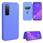 For Huawei nova 7 5G Carbon Fiber Texture Horizontal Flip TPU + PC + PU Leather Case with Card Slot(Blue)