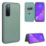 For Huawei nova 7 5G Carbon Fiber Texture Horizontal Flip TPU + PC + PU Leather Case with Card Slot(Green)