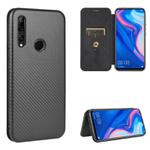 For Huawei P Smart Z / Y9 Prime (2019) Carbon Fiber Texture Horizontal Flip TPU + PC + PU Leather Case with Card Slot(Black)