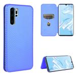 For Huawei P30 Pro Carbon Fiber Texture Horizontal Flip TPU + PC + PU Leather Case with Card Slot(Blue)