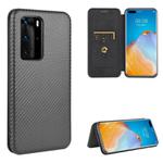 For Huawei P40 Pro Carbon Fiber Texture Horizontal Flip TPU + PC + PU Leather Case with Card Slot(Black)