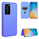 For Huawei P40 Pro Carbon Fiber Texture Horizontal Flip TPU + PC + PU Leather Case with Card Slot(Blue)