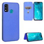 For Huawei Honor 9X Lite Carbon Fiber Texture Horizontal Flip TPU + PC + PU Leather Case with Card Slot(Blue)