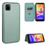 For Huawei Y5p / Honor 9S Carbon Fiber Texture Horizontal Flip TPU + PC + PU Leather Case with Card Slot(Green)