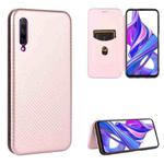 For Huawei Honor 9X Pro Carbon Fiber Texture Horizontal Flip TPU + PC + PU Leather Case with Card Slot(Pink)