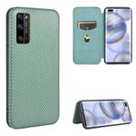 For Huawei Honor 30 Pro Carbon Fiber Texture Horizontal Flip TPU + PC + PU Leather Case with Card Slot(Green)