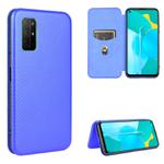 For Huawei Honor View30 Carbon Fiber Texture Horizontal Flip TPU + PC + PU Leather Case with Card Slot(Blue)