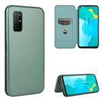 For Huawei Honor View30 Carbon Fiber Texture Horizontal Flip TPU + PC + PU Leather Case with Card Slot(Green)