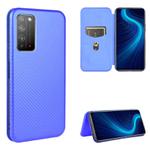 For Huawei Honor X10 5G Carbon Fiber Texture Horizontal Flip TPU + PC + PU Leather Case with Card Slot(Blue)