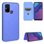 For Huawei Honor Play 9A Carbon Fiber Texture Horizontal Flip TPU + PC + PU Leather Case with Card Slot(Blue)