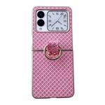 For Huawei nova Flip Sparkling Diamond Rhombus PC Phone Case with Ring(Pink)