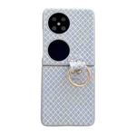 For Huawei Pocket 2 Sparkling Diamond Rhombus PC Phone Case with Ring(Silver)