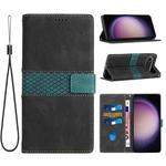 For iPhone 17 Air Grid Stitching Leather Phone Case with Lanyard(Black)