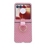 For Motorola Razr 50 Ultra Sparkling Diamond Rhombus PC Phone Case with Ring(Pink)