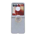 For Motorola Razr 50 Ultra Sparkling Diamond Rhombus PC Phone Case with Ring(Silver)