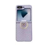 For Samsung Galaxy Z Flip6 5G Sparkling Diamond Rhombus PC Phone Case with Ring(Purple)