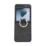 For Samsung Galaxy Z Flip6 5G Sparkling Diamond Rhombus PC Phone Case with Ring(Black)