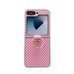 For Samsung Galaxy Z Flip5 5G Sparkling Diamond Rhombus PC Phone Case with Ring(Pink)