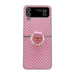 For Samsung Galaxy Z Flip4 5G Sparkling Diamond Rhombus PC Phone Case with Ring(Pink)