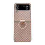 For Samsung Galaxy Z Flip4 5G Sparkling Diamond Rhombus PC Phone Case with Ring(Gold)