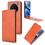 For vivo X200 5G Magnetic Vertical Flip Leather Phone Case(Brown)