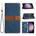 For Google Pixel 9 Pro XL Grid Stitching Leather Phone Case with Lanyard(Blue)