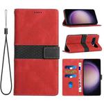 For Google Pixel 9 Pro XL Grid Stitching Leather Phone Case with Lanyard(Red)