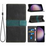 For Google Pixel 9 Pro XL Grid Stitching Leather Phone Case with Lanyard(Black)