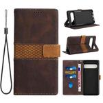 For Google Pixel 8 Pro Grid Stitching Leather Phone Case with Lanyard(Brown)