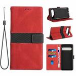 For Google Pixel 8 Pro Grid Stitching Leather Phone Case with Lanyard(Red)