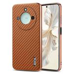 For Honor X60 AZNS Electroplated Edge Carbon Fiber Texture Phone Case(Brown)