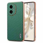 For Honor 300 AZNS Electroplated Edge Carbon Fiber Texture Phone Case(Green)